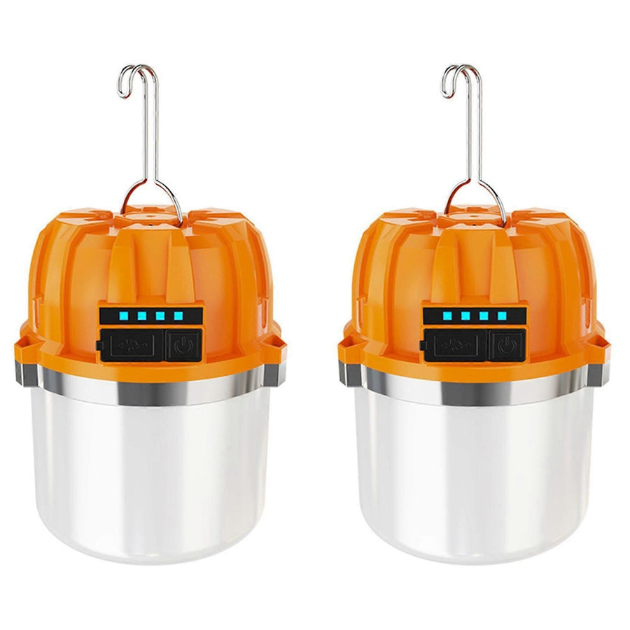 2pcs USB Rechargeable LED Camping Lights Outdoor Camping BBQ Tents Hanging Lantern Emergency Power Bank