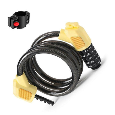 Bike Lock Cable 5Digits Resettable Combination Cable Lock, Bicycles Code Lock - Yellow