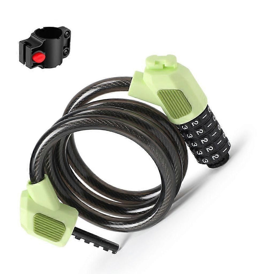 Bike Lock Cable 5Digits Resettable Combination Cable Lock, Bicycles Code Lock - Green