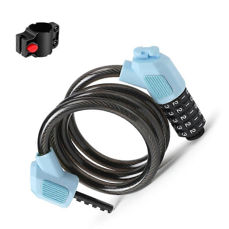 Bike Lock Cable 5Digits Resettable Combination Cable Lock, Bicycles Code Lock - Blue