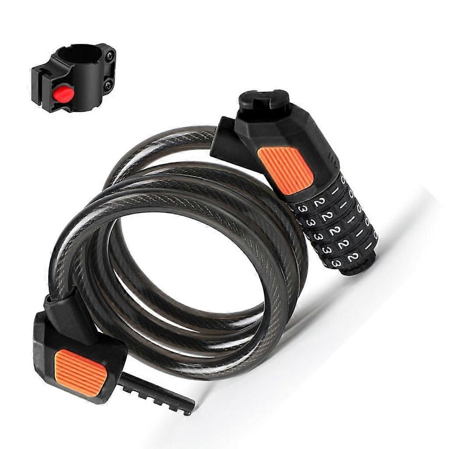 Bike Lock Cable 5Digits Resettable Combination Cable Lock, Bicycles Code Lock - Black