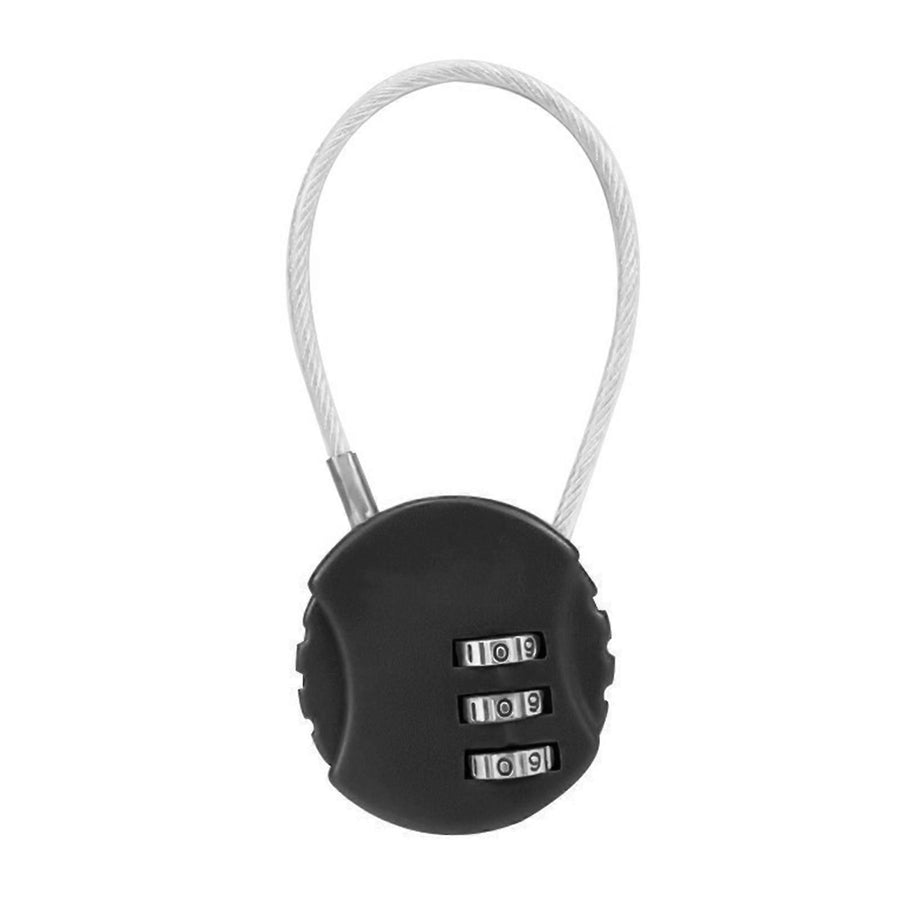 Resettable Travel Cable Lock 3Digit Helmet Lock Multipurpose Electric Bicycle Lock Suitcase Luggage Lock Code Lock Cable -Black