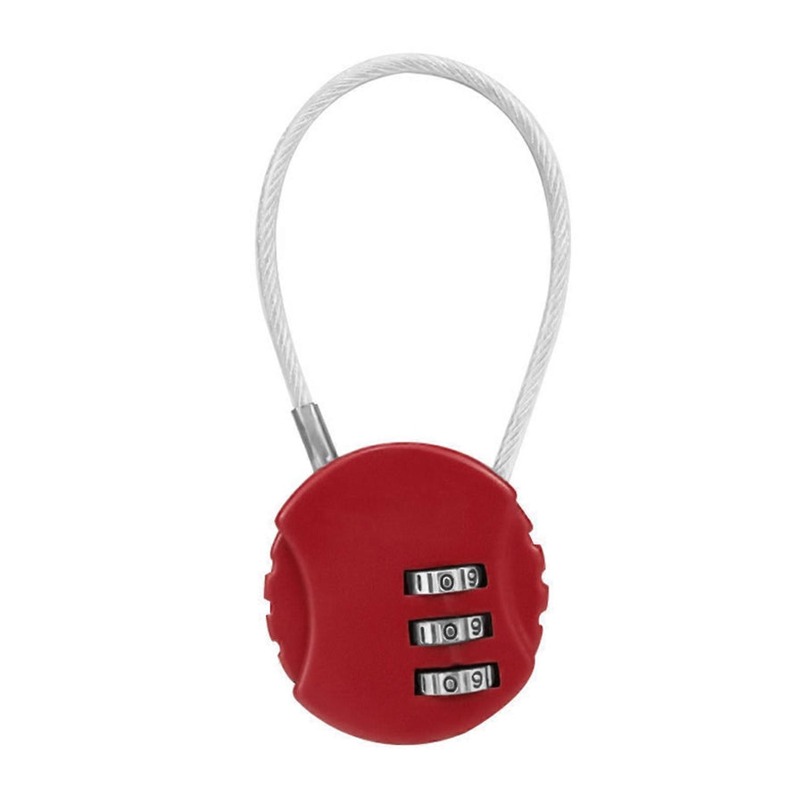 Resettable Travel Cable Lock 3Digit Helmet Lock Multipurpose Electric Bicycle Lock Suitcase Luggage Lock Code Lock Cable -Red