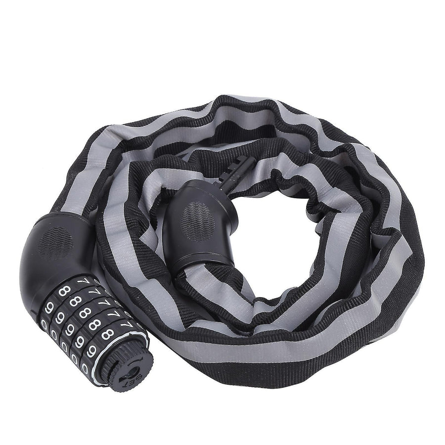 Reflective Black Keyless Bike Antitheft Coded Lock - Five Password Bicycle Cable Lock