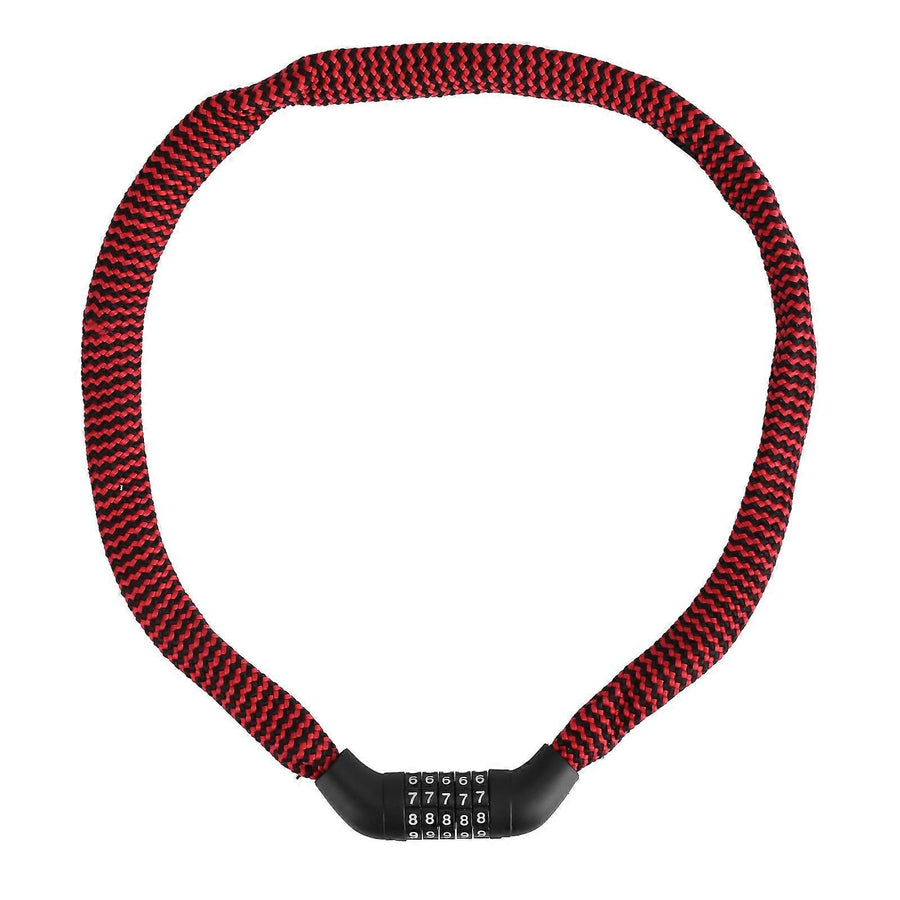 Portable 5-Digit Combination Bike Chain Lock, Keyless Anti-Theft Security Lock for Bicycle, Mountain Bike, Scooter and Motorcycle - Red