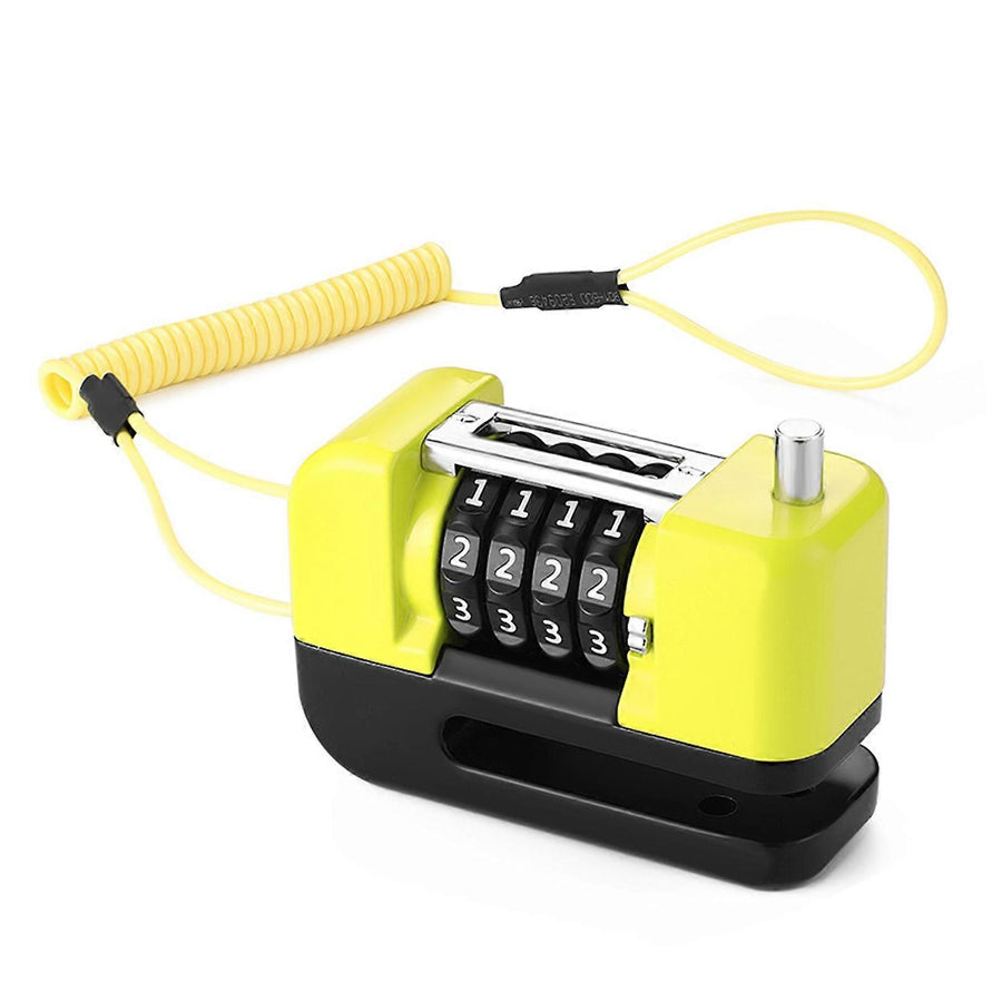 4-Digit Combination Disc Brake Lock, Portable Anti-Theft Security Lock for Motorcycle, Bicycle and Scooter - Yellow