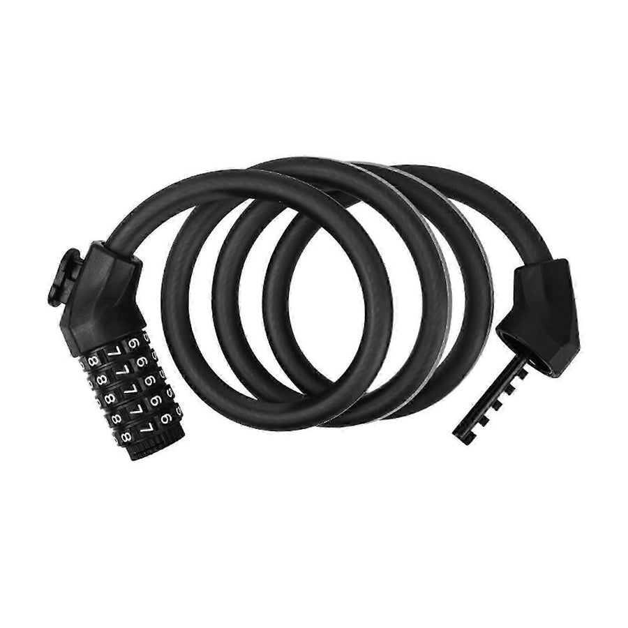 5-Digit Resettable Combination Bike Cable Lock, Self-Coiling Waterproof Anti-Theft Security Lock for Bicycle, Motorcycle, Scooter and Skateboard - Black