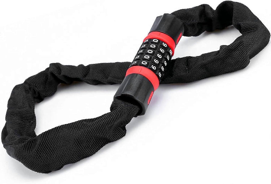 Bike Chain Lock, 5 Digit Combination High Security Bicycle Lock Resettable Heavy Duty Cycling Chain Locks for Bicycle - 0.9m