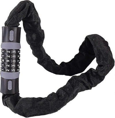 Bike Chain Lock, 5 Digit Combination High Security Bicycle Lock Resettable Heavy Duty Cycling Chain Locks for Bicycle - 0.6m