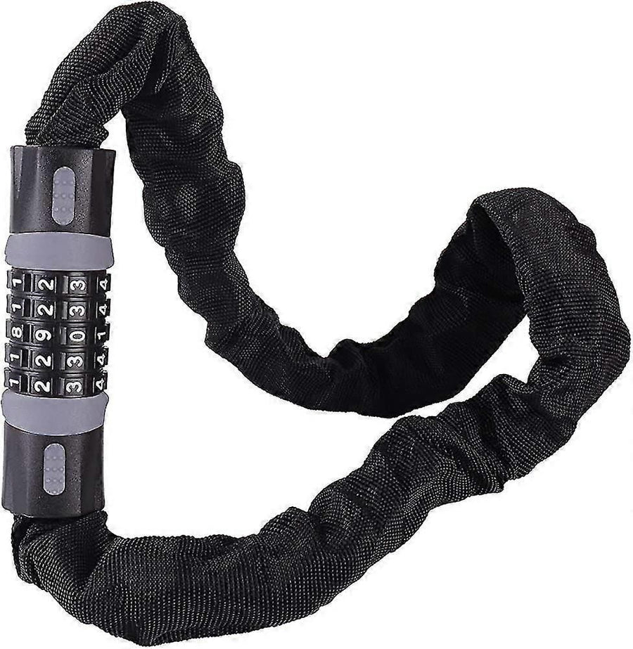 Bike Chain Lock, 5 Digit Combination High Security Bicycle Lock Resettable Heavy Duty Cycling Chain Locks for Bicycle - 0.6m