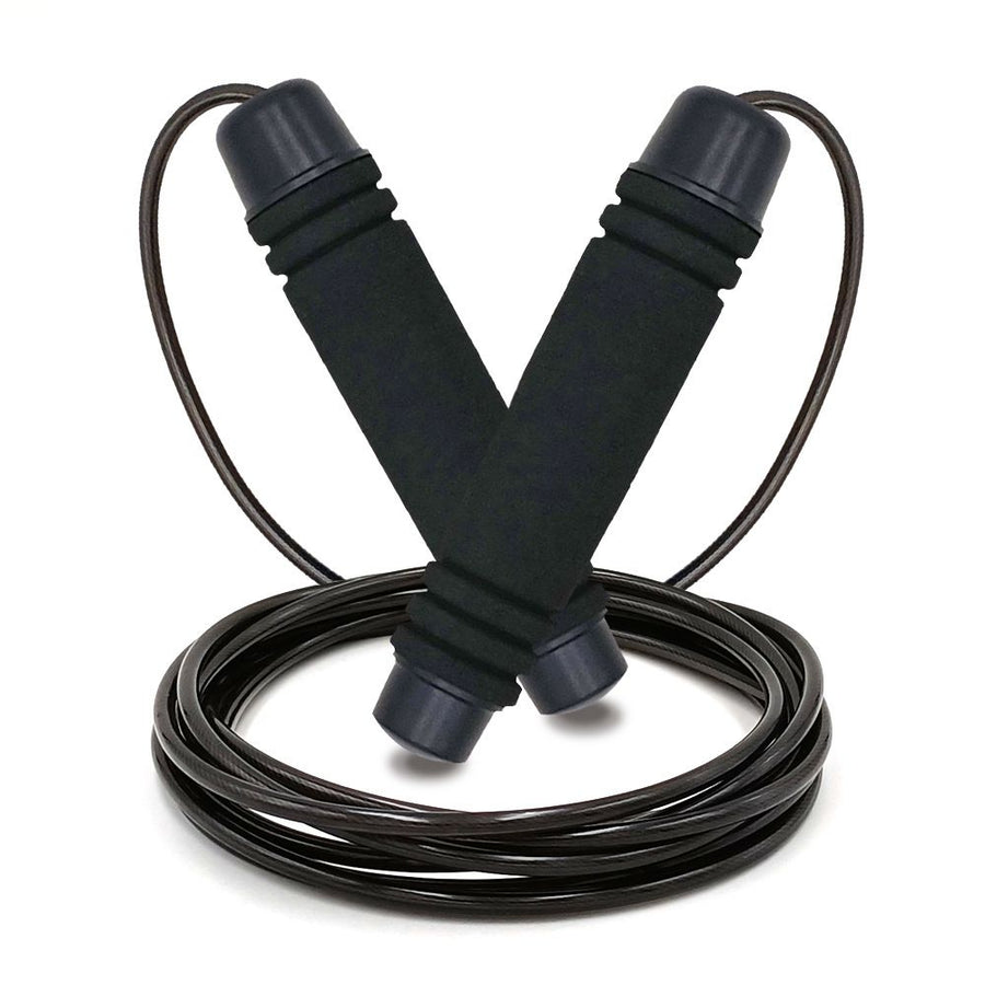 Adjustable Speed Jump Rope with Soft Memory Foam Handles, Tangle-Free Skipping Rope for Fitness, Cardio Workout & Exercise - Black