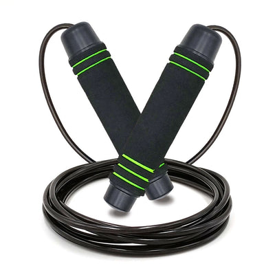 Adjustable Speed Jump Rope with Soft Memory Foam Handles, Tangle-Free Skipping Rope for Fitness, Cardio Workout & Exercise - Green