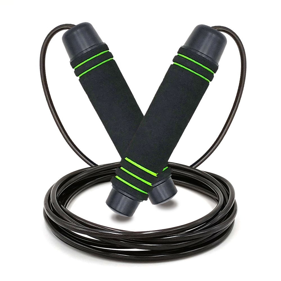 Adjustable Speed Jump Rope with Soft Memory Foam Handles, Tangle-Free Skipping Rope for Fitness, Cardio Workout & Exercise - Green