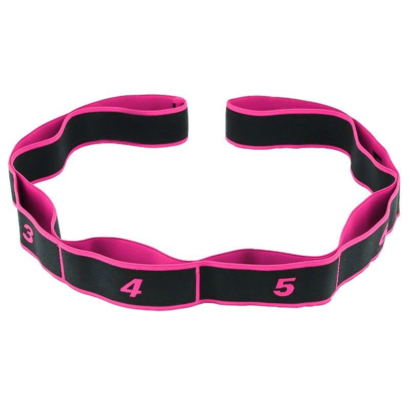 Stretching Strap, 8 Loop Yoga Straps for Stretching, Elastic Stretch Strap Stretch Band for Exercise Yoga Fitness Gym - Pink