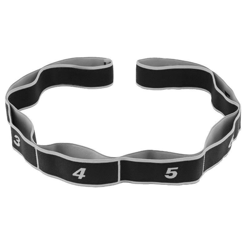 Stretching Strap, 8 Loop Yoga Straps for Stretching, Elastic Stretch Strap Stretch Band for Exercise Yoga Fitness Gym - Black