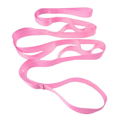 Stretching Strap with 10 Loops, Non-Elastic Exercise Strap for Physical Therapy, Pilates, Dance, Flexibility & Rehabilitation - Pink