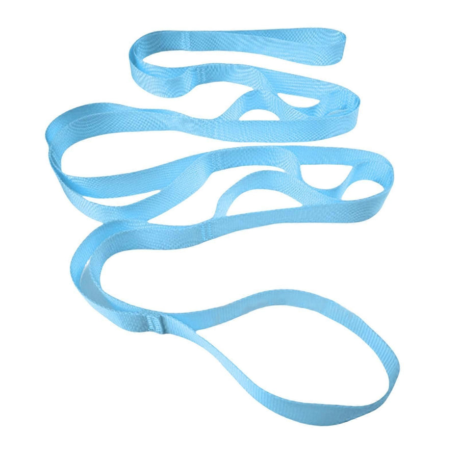 Stretching Strap with 10 Loops, Non-Elastic Exercise Strap for Physical Therapy, Pilates, Dance, Flexibility & Rehabilitation - Light Blue