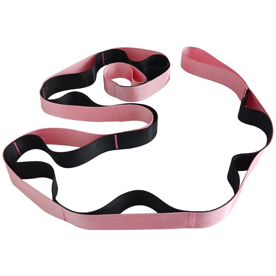 Yoga Stretch Strap with Handles for Stretching, Non-Elastic Exercise Strap for Physical Therapy, Pilates, Yoga & Flexibility Training - Pink
