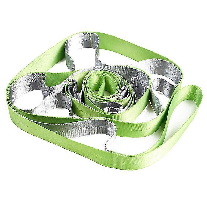 Yoga Straps Stretching Strap with 12 Loops Workout Poster Long Stretch Out Bands compatible with Stretching Physical Therapy Equipment - Green