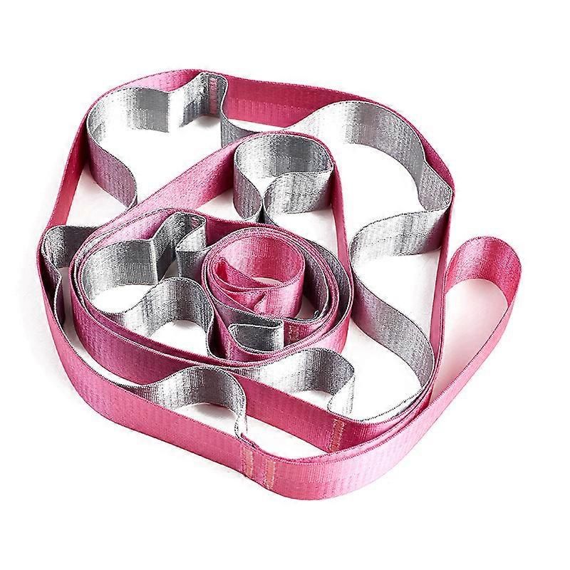 Yoga Straps Stretching Strap with 12 Loops Workout Poster Long Stretch Out Bands compatible with Stretching Physical Therapy Equipment - Rose Red