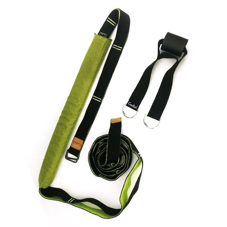 Yoga Strap for Stretching Multifunction Back Bend Assist Trainer Door Waist Back Leg Stretch Strap for Dancing Gym Green