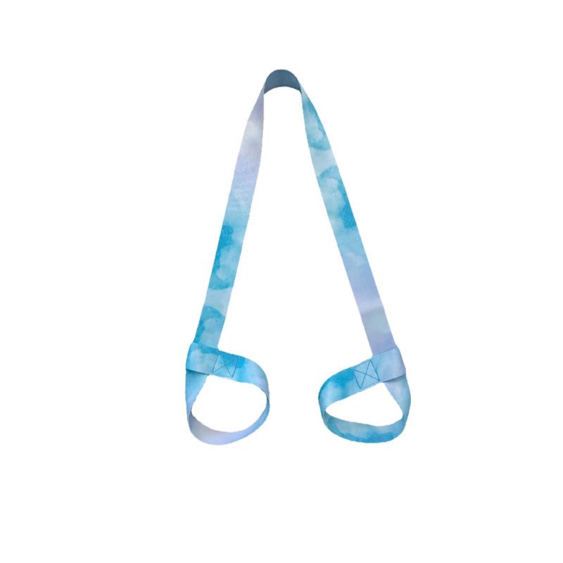2-in-1 Yoga Mat Carry Strap & Stretch Strap with Adjustable Buckles for Yoga, Pilates & Fitness - Light Blue