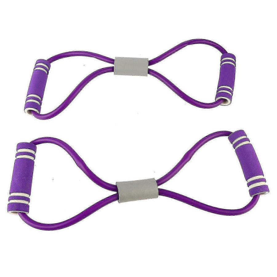 2Pcs Purple 8-Shaped Chest Expander Stretching Strap for Yoga Fitness