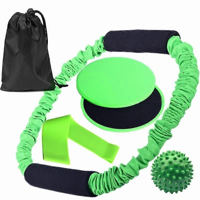 Yoga Fitness O-ring Tensioner Six-piece Stretch Strap For Yoga Exercise Pilates Green