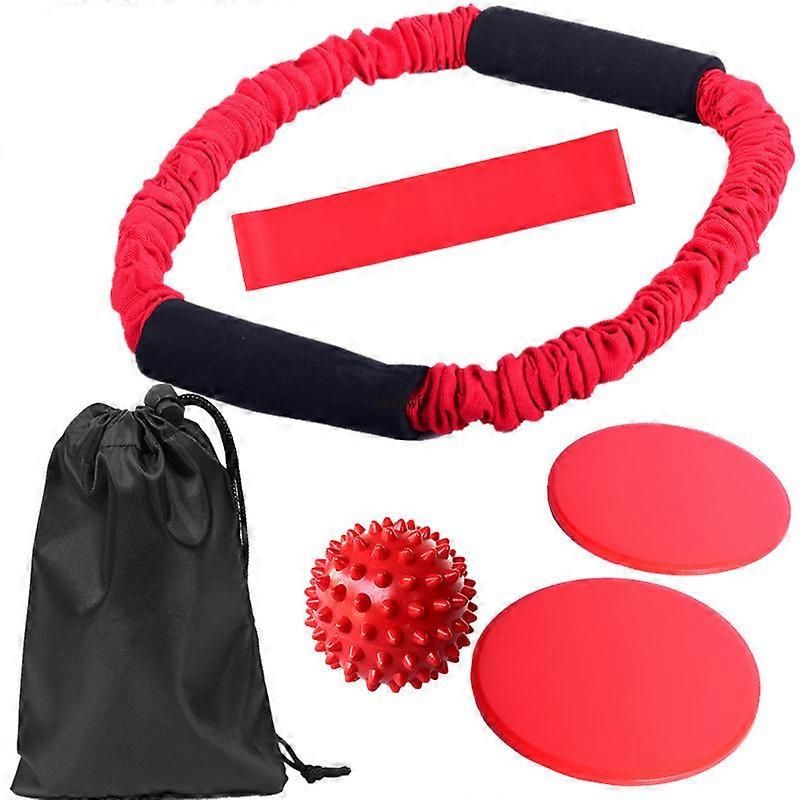 Yoga Fitness O-ring Tensioner Six-piece Stretch Strap For Yoga Exercise Pilates Red