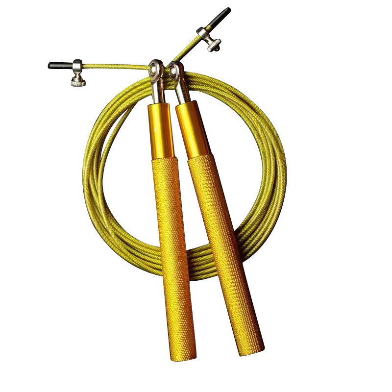 Adjustable Jump Rope with Aluminum Handles, Tangle-Free Ball Bearing Skipping Rope for Fitness Training - Gold