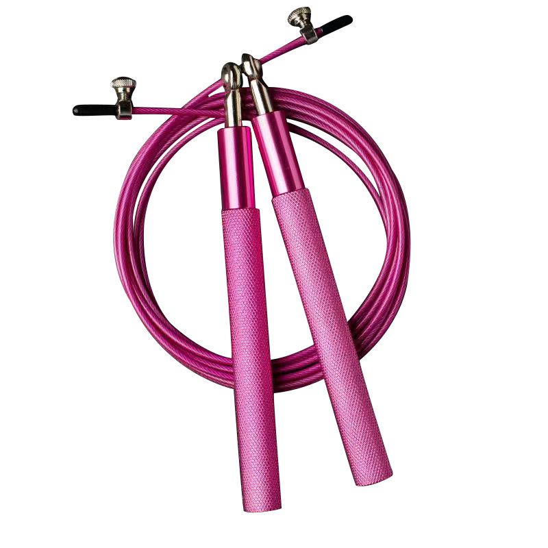 Adjustable Jump Rope with Aluminum Handles, Tangle-Free Ball Bearing Skipping Rope for Fitness Training - Pink