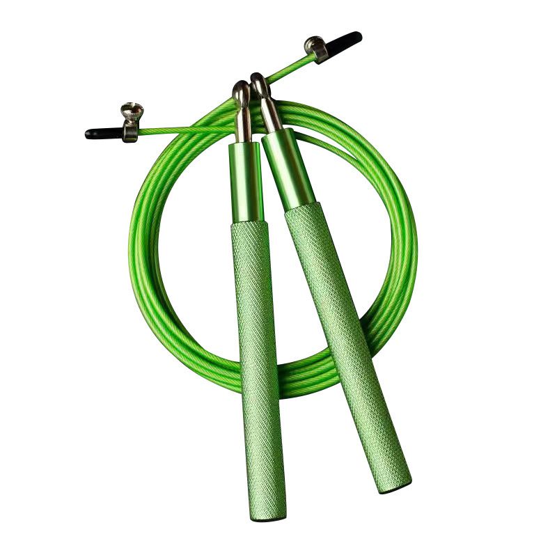 Adjustable Jump Rope with Aluminum Handles, Tangle-Free Ball Bearing Skipping Rope for Fitness Training - Green