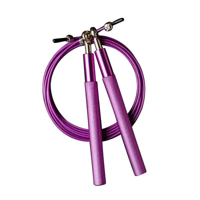 Adjustable Jump Rope with Aluminum Handles, Tangle-Free Ball Bearing Skipping Rope for Fitness Training - Purple
