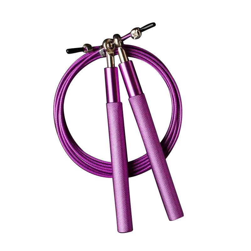 Adjustable Jump Rope with Aluminum Handles, Tangle-Free Ball Bearing Skipping Rope for Fitness Training - Purple