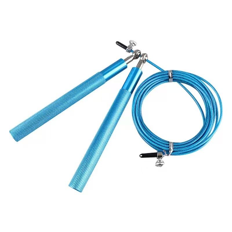 Adjustable Jump Rope with Aluminum Handles, Tangle-Free Ball Bearing Skipping Rope for Fitness Training - Blue