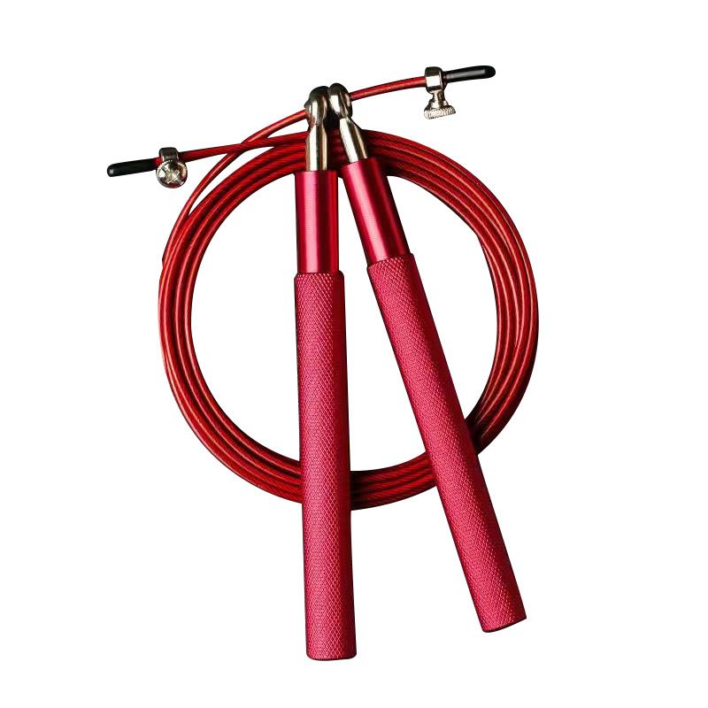 Adjustable Jump Rope with Aluminum Handles, Tangle-Free Ball Bearing Skipping Rope for Fitness Training - Red