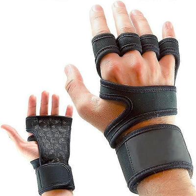 Breathable Full Palm Workout Gloves with Wrist Wrap Support - Durable Microfiber, Anti-Slip Cushion, Perfect for Cross Training, Pull Ups & Gym - M