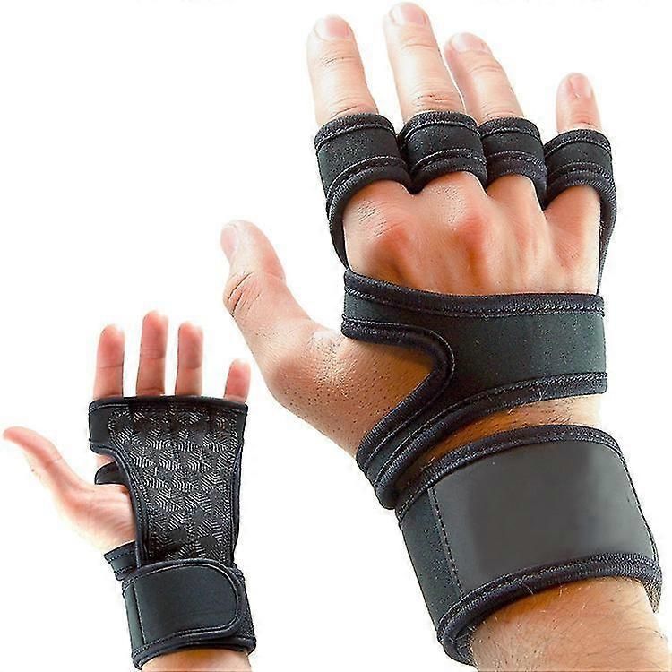 Breathable Full Palm Workout Gloves with Wrist Wrap Support - Durable Microfiber, Anti-Slip Cushion, Perfect for Cross Training, Pull Ups & Gym - L