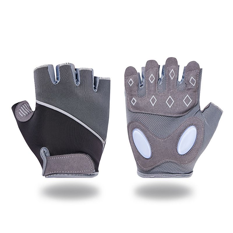 Breathable Fingerless Workout Gloves with Silicone Palm Protection - Anti-Slip Gym Gloves for Men & Women, Ideal for Cycling, Weightlifting & Cross Training - Grey L