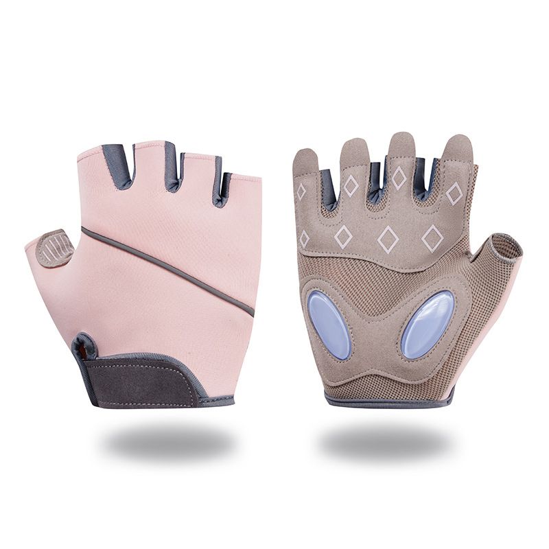 Breathable Fingerless Workout Gloves with Silicone Palm Protection - Anti-Slip Gym Gloves for Men & Women, Ideal for Cycling, Weightlifting & Cross Training - Pink L