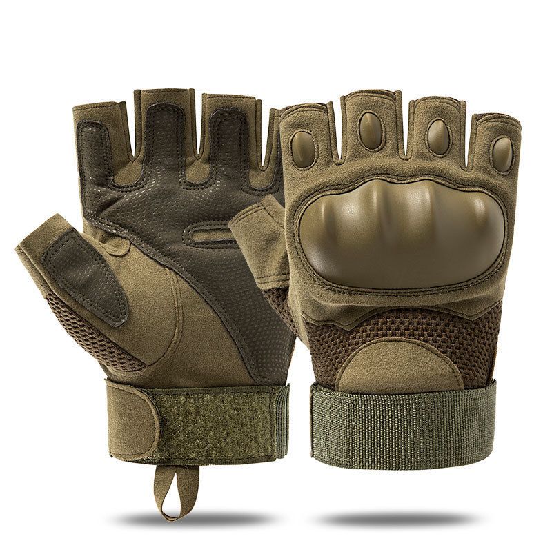 Motorcycle Gloves Fitness Gloves Half-finger Gloves Padded Gloves Gym Gloves - Army green M