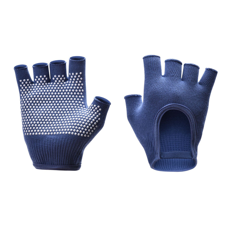 Breathable Half-Finger Pilates Gloves – Non-Slip Gym Gloves for Women, Elastic Cotton Blend Fitness Gloves for Cycling, Dancing & Workout Dark Blue