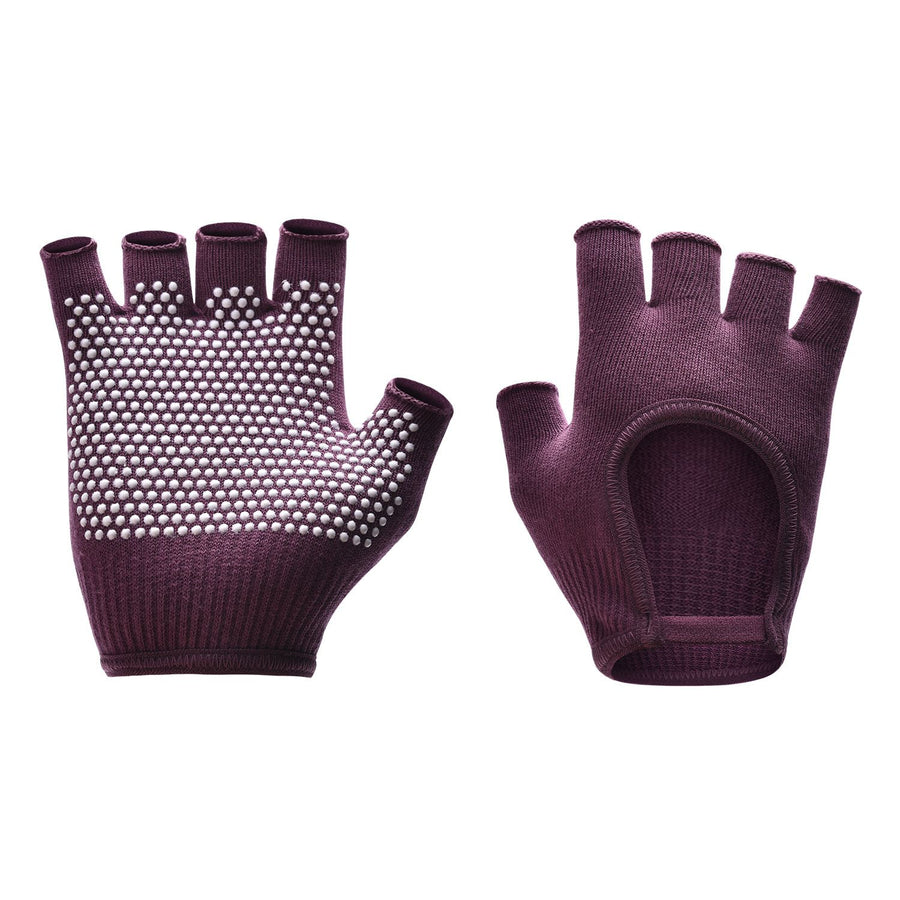 Breathable Half-Finger Pilates Gloves – Non-Slip Gym Gloves for Women, Elastic Cotton Blend Fitness Gloves for Cycling, Dancing & Workout Purple-Red