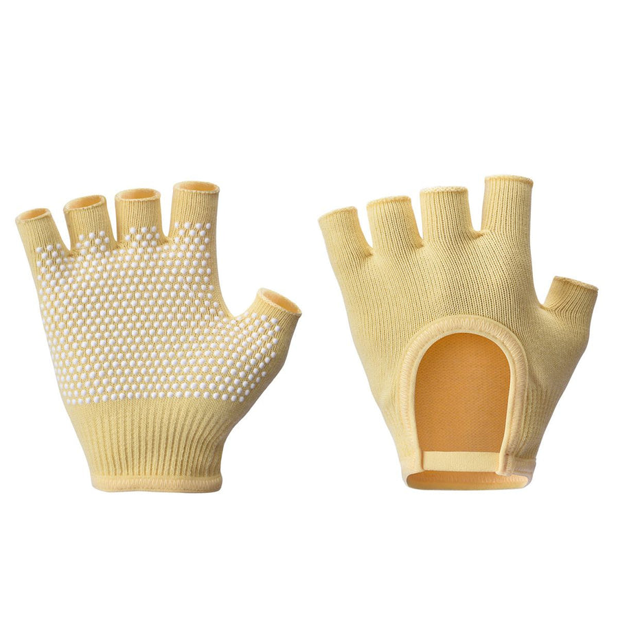 Breathable Half-Finger Pilates Gloves – Non-Slip Gym Gloves for Women, Elastic Cotton Blend Fitness Gloves for Cycling, Dancing & Workout Yellow