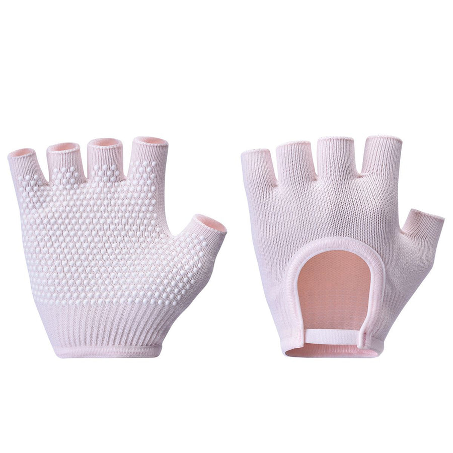 Breathable Half-Finger Pilates Gloves – Non-Slip Gym Gloves for Women, Elastic Cotton Blend Fitness Gloves for Cycling, Dancing & Workout Pink