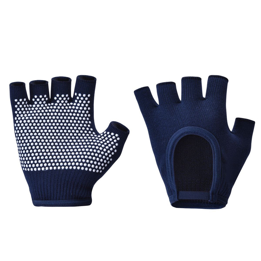 Breathable Half-Finger Pilates Gloves – Non-Slip Gym Gloves for Women, Elastic Cotton Blend Fitness Gloves for Cycling, Dancing & Workout Navy Blue