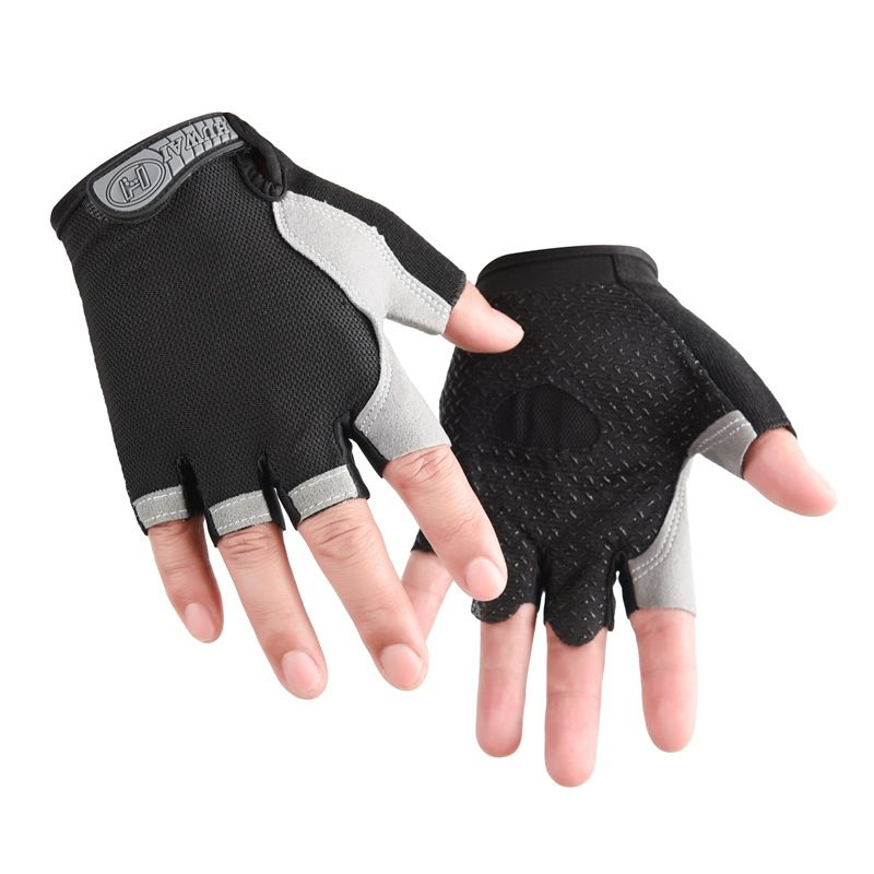 Gym Gloves Half Finger Breathable Anti-Slip Fitness Workout Training Gloves with Palm Padding for Weightlifting Cycling - Black XL