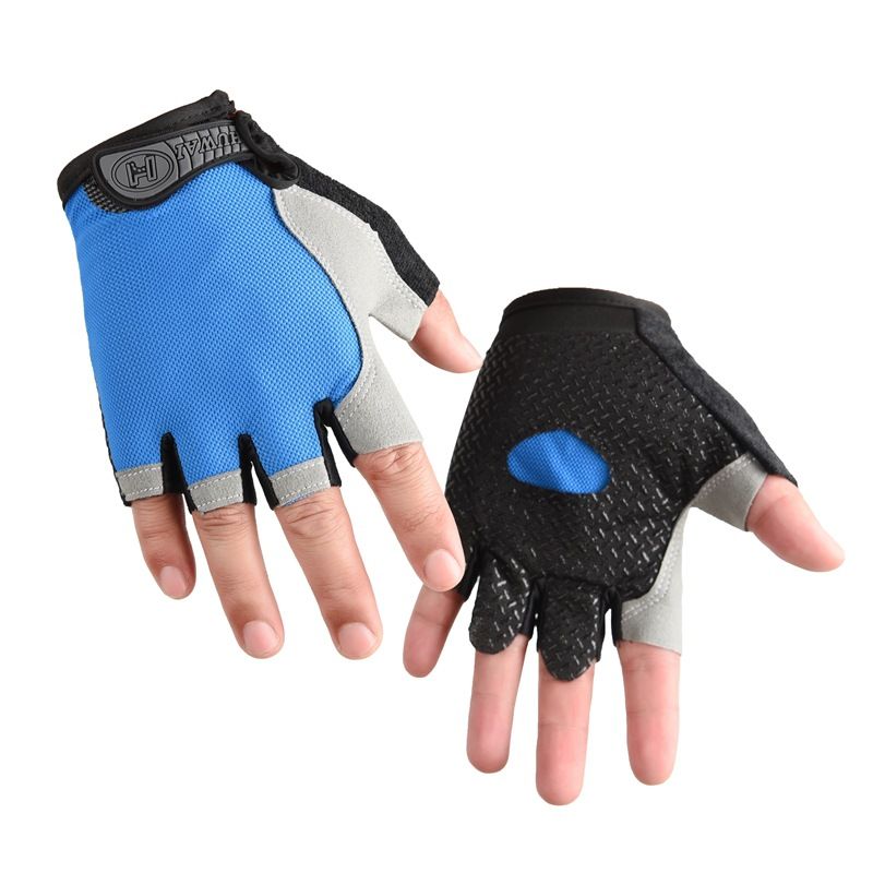 Gym Gloves Half Finger Breathable Anti-Slip Fitness Workout Training Gloves with Palm Padding for Weightlifting Cycling - Dark Blue M