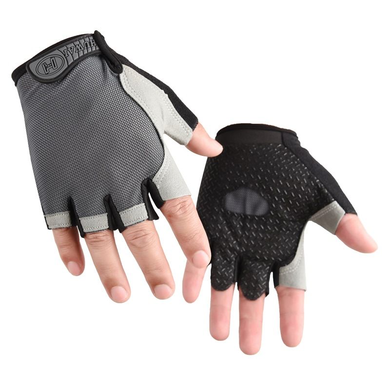 Gym Gloves Half Finger Breathable Anti-Slip Fitness Workout Training Gloves with Palm Padding for Weightlifting Cycling - Gray XL