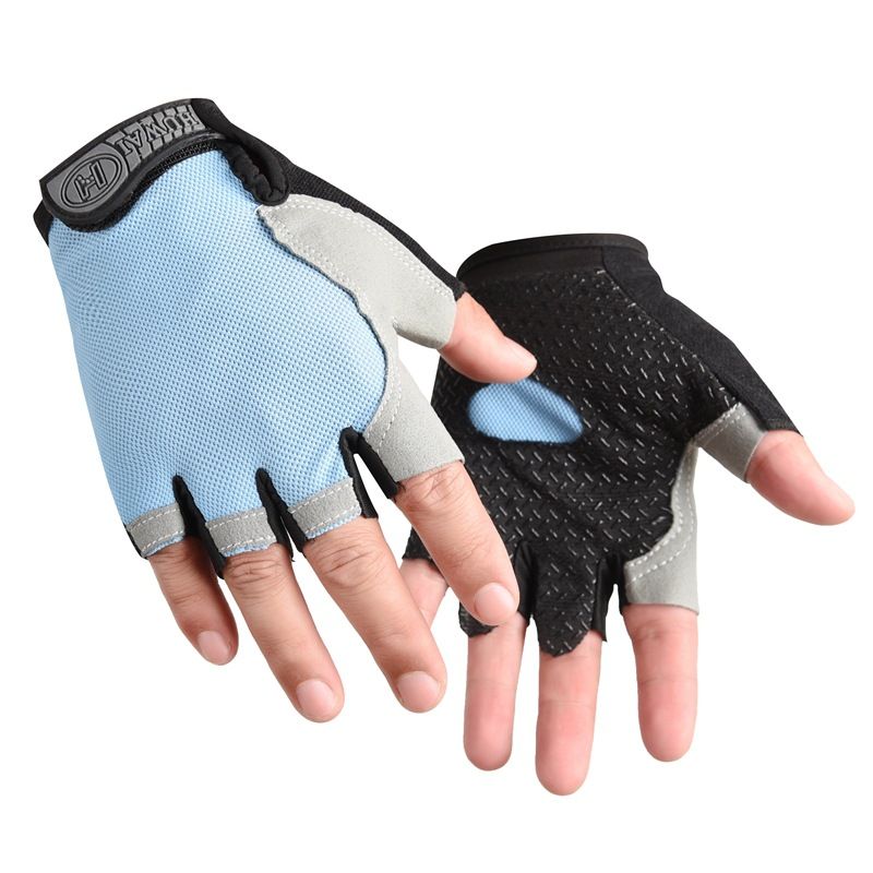 Gym Gloves Half Finger Breathable Anti-Slip Fitness Workout Training Gloves with Palm Padding for Weightlifting Cycling - Light Blue M